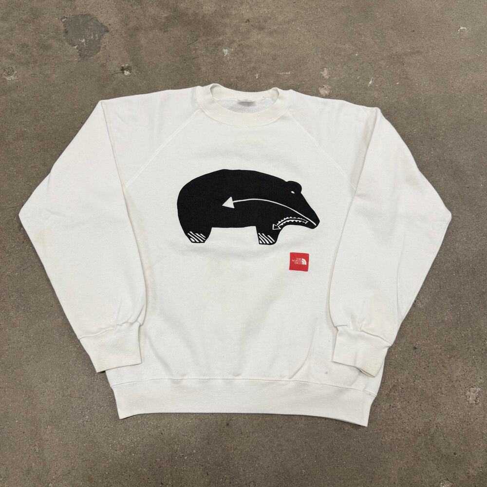 RARE VINTAGE 80S NORTH FACE GRAPHIC CREWNECK SWEATSHIRT WHITE MEDIUM USA